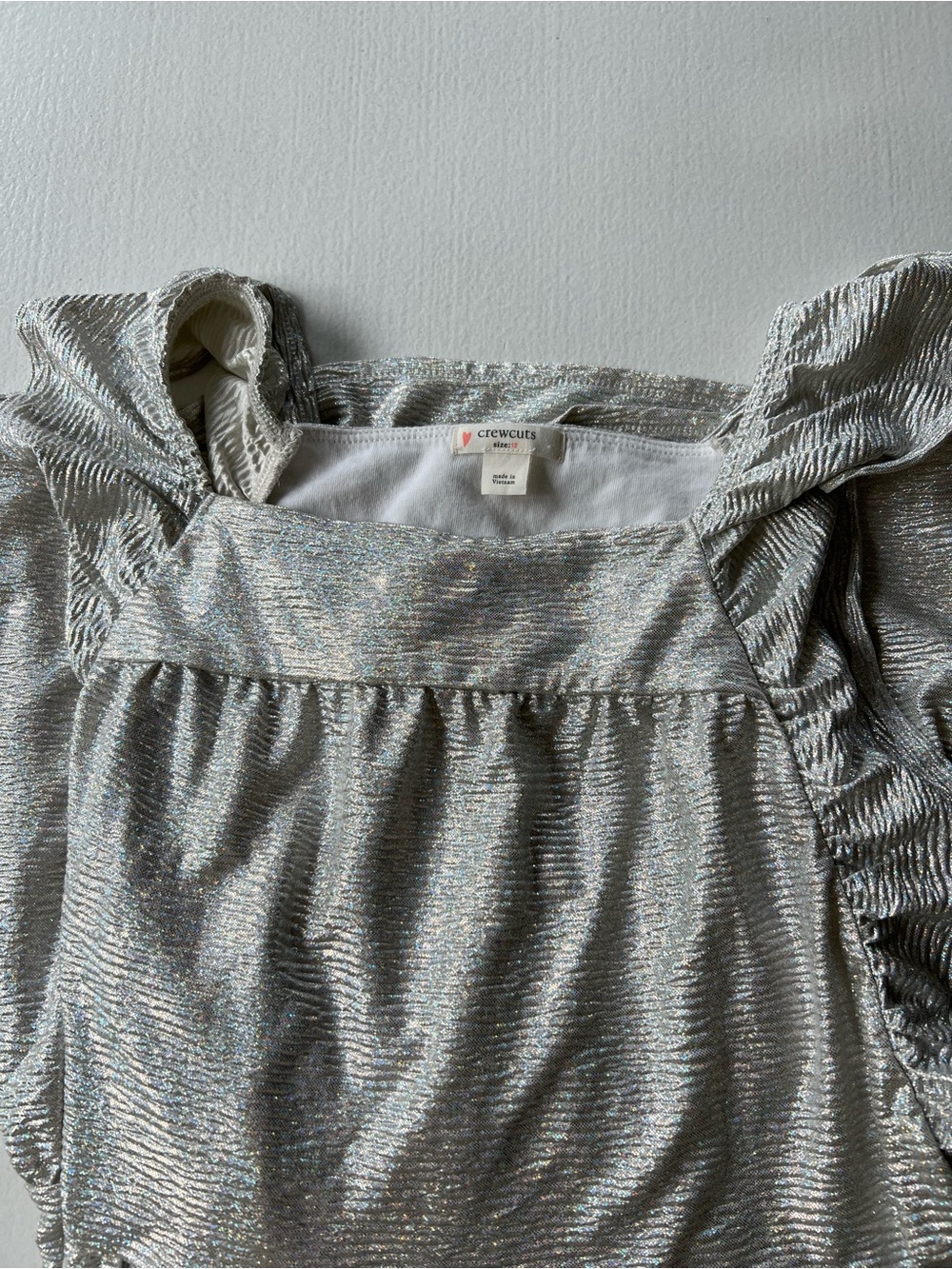 Crewcuts Girls Shimmery Silver Ruffle Tank